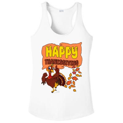 Happy Thanksgiving Festive Fun Holiday Ladies PosiCharge Competitor Racerback Tank