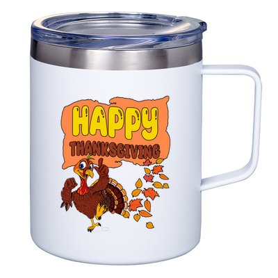Happy Thanksgiving Festive Fun Holiday 12oz Stainless Steel Coffee Mug