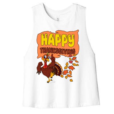 Happy Thanksgiving Festive Fun Holiday Women's Racerback Cropped Tank