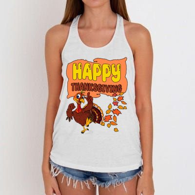 Happy Thanksgiving Festive Fun Holiday Women's Knotted Racerback Tank