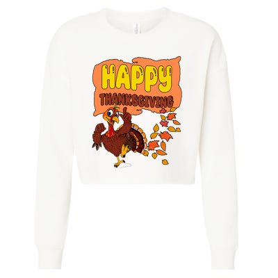 Happy Thanksgiving Festive Fun Holiday Cropped Pullover Crew