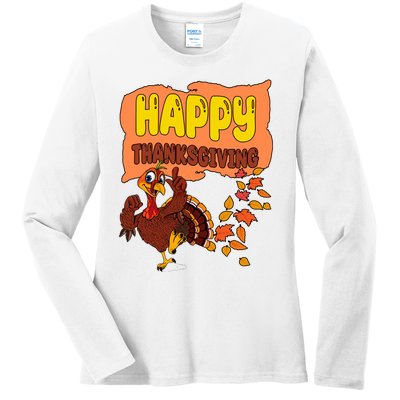 Happy Thanksgiving Festive Fun Holiday Ladies Long Sleeve Shirt