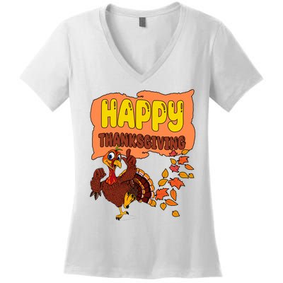 Happy Thanksgiving Festive Fun Holiday Women's V-Neck T-Shirt