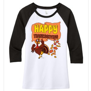 Happy Thanksgiving Festive Fun Holiday Women's Tri-Blend 3/4-Sleeve Raglan Shirt