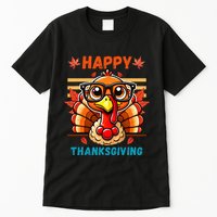 Happy Thanksgiving Funny Turkey Cartoon Turkey With Glasses Tall T-Shirt