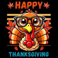 Happy Thanksgiving Funny Turkey Cartoon Turkey With Glasses Tall T-Shirt