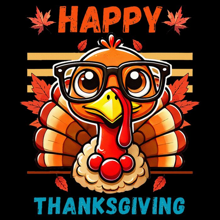 Happy Thanksgiving Funny Turkey Cartoon Turkey With Glasses Tall T-Shirt