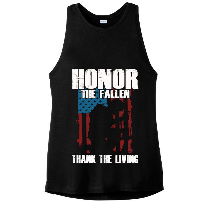 Honor The Fallen Usa Flag Military Veteran Support Gift Great Gift Ladies PosiCharge Tri-Blend Wicking Tank