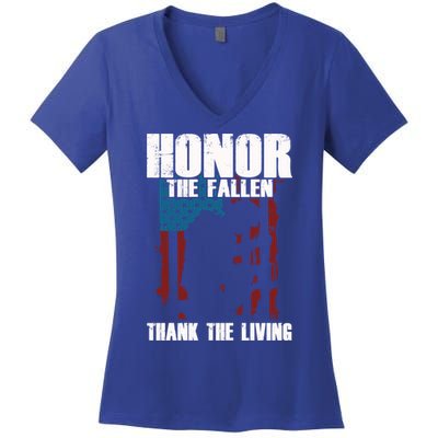 Honor The Fallen Usa Flag Military Veteran Support Gift Great Gift Women's V-Neck T-Shirt