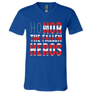 Honor The Fallen Heros Meaningful Gift Usa American Flag Meaningful Gift Veteran V-Neck T-Shirt