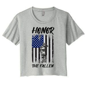 Honor The Fallen American Flag For Patriots Gift Women's Crop Top Tee