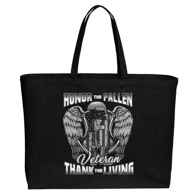 Honor The Fallen Veteran Thank The Living Veteran Gift Cotton Canvas Jumbo Tote