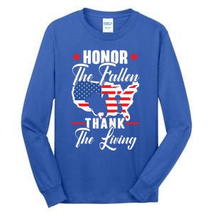 Honor The Fallen Thank The Living Usa American Memorial Day Gift Tall Long Sleeve T-Shirt