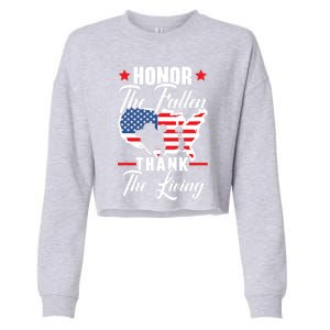 Honor The Fallen Thank The Living Usa American Memorial Day Gift Cropped Pullover Crew