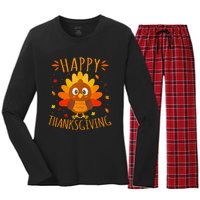 Happy Thanksgiving For Turkey Day Family Dinner Women's Long Sleeve Flannel Pajama Set 