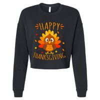 Happy Thanksgiving For Turkey Day Family Dinner Cropped Pullover Crew