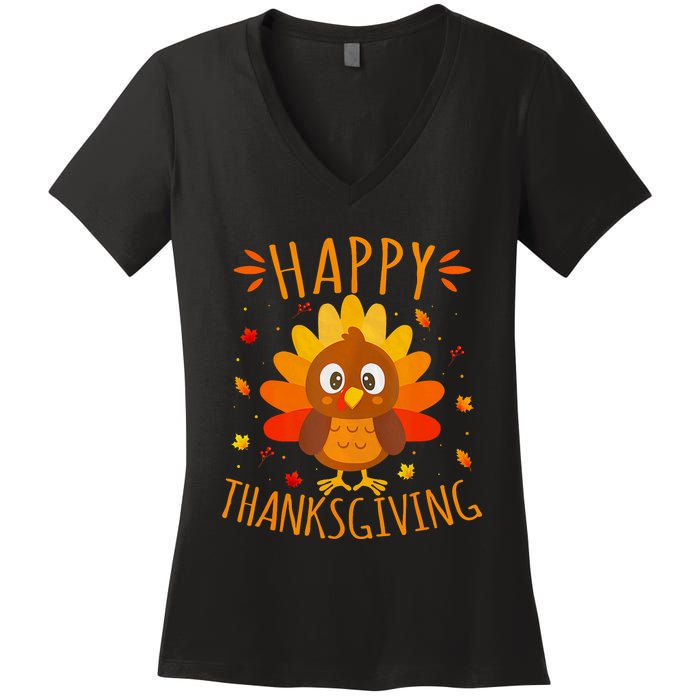 Happy Thanksgiving For Turkey Day Family Dinner Women's V-Neck T-Shirt