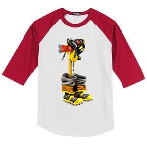 Honor The Fallen Firefighter Gift Cool Gift Kids Colorblock Raglan Jersey