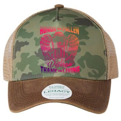 Honor The Fallen Veteran Thank The Living Veteran Gift Legacy Tie Dye Trucker Hat