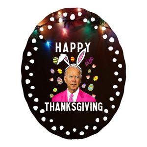 Happy Thanksgiving Funny Joe Biden Confused Happy Easter Day Ceramic Oval Ornament