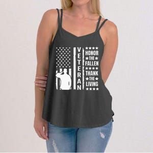 Honor The Fallen Thank The Living Memorial Day Women's Strappy Tank