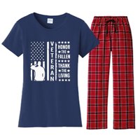 Honor The Fallen Thank The Living Memorial Day Women's Flannel Pajama Set