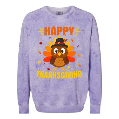 Happy Thanksgiving For Turkey Day Family Dinner Colorblast Crewneck Sweatshirt