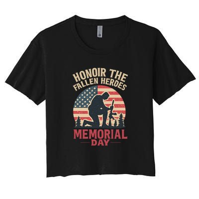 Honor the Fallen Heroes - Memorial Day Women's Crop Top Tee