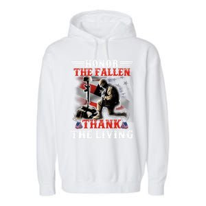 Honor The Fallen Veteran Themed Military Support Gift Garment-Dyed Fleece Hoodie