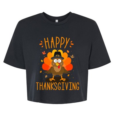 Happy Thanksgiving For Turkey Day Family Dinner Bella+Canvas Jersey Crop Tee