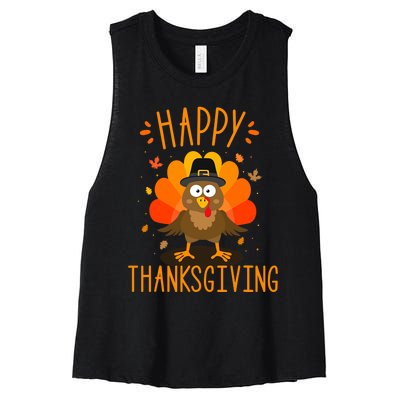 Happy Thanksgiving For Turkey Day Family Dinner Women's Racerback Cropped Tank