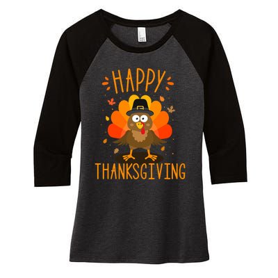 Happy Thanksgiving For Turkey Day Family Dinner Women's Tri-Blend 3/4-Sleeve Raglan Shirt