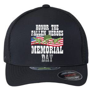 Honor The Fallen Heroes Memorial Day Us Flag Great Gift Flexfit Unipanel Trucker Cap