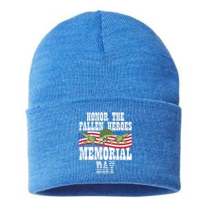 Honor The Fallen Heroes Memorial Day Us Flag Great Gift Sustainable Knit Beanie