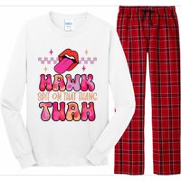 Hawk Tuah Funny Viral Humor Meme Video Long Sleeve Pajama Set