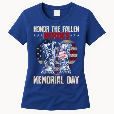 Honor The Fallen Heroes Memorial Day Vintage Flag Gift Womens T-Shirt