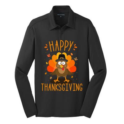 Happy Thanksgiving For Turkey Day Family Dinner Gift Silk Touch Performance Long Sleeve Polo