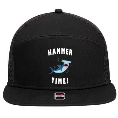 Hammer Time Funny Hammerhead Shark 7 Panel Mesh Trucker Snapback Hat