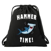 Hammer Time Funny Hammerhead Shark Drawstring Bag