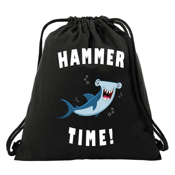 Hammer Time Funny Hammerhead Shark Drawstring Bag