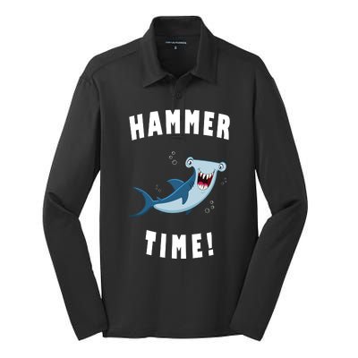 Hammer Time Funny Hammerhead Shark Silk Touch Performance Long Sleeve Polo