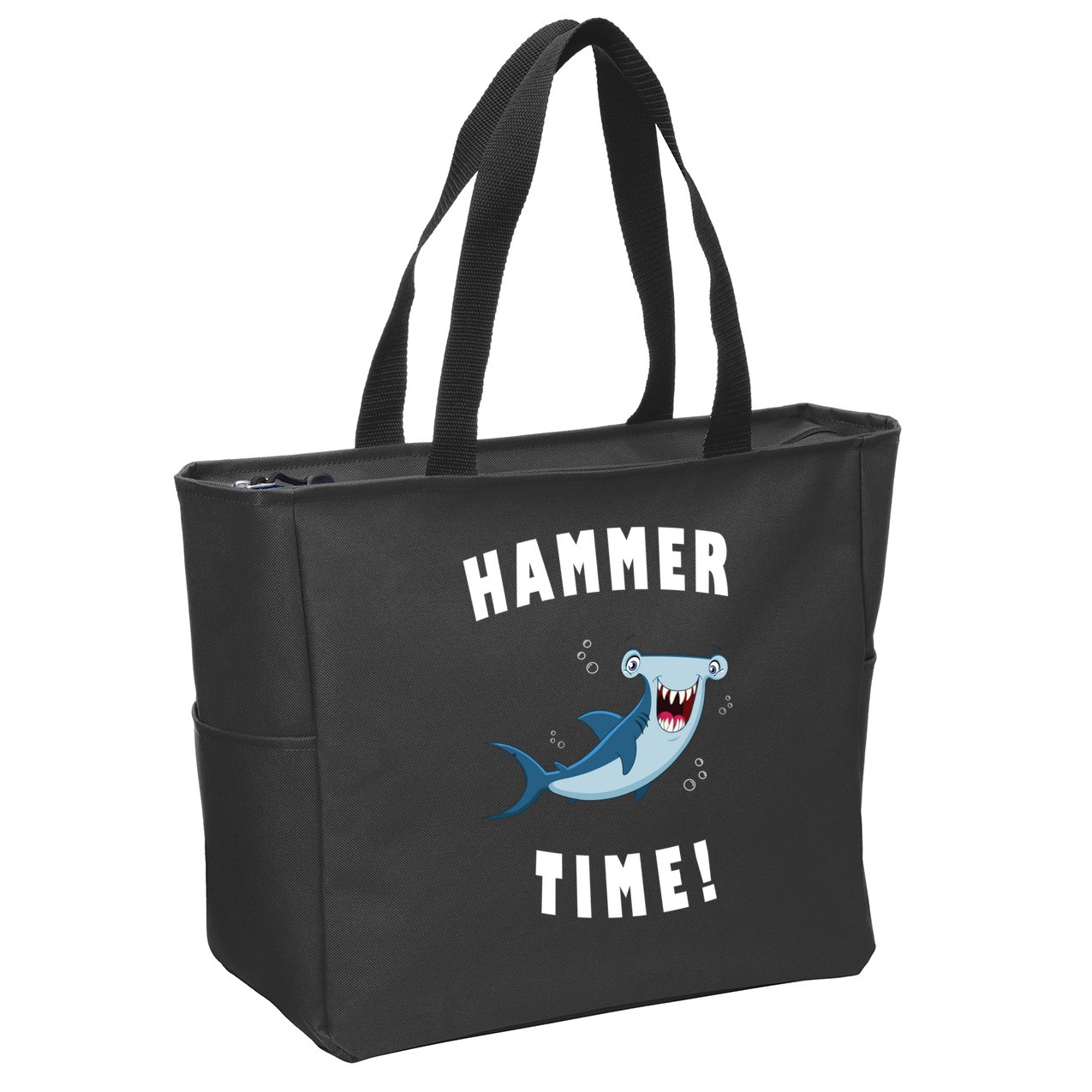Hammer Time Funny Hammerhead Shark Zip Tote Bag