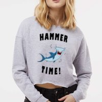 Hammer Time Funny Hammerhead Shark Cropped Pullover Crew