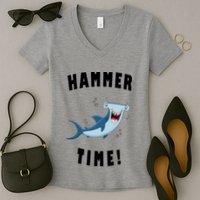 Hammer Time Funny Hammerhead Shark Women's V-Neck T-Shirt