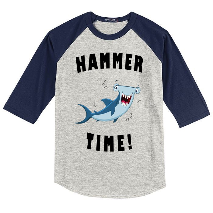 Hammer Time Funny Hammerhead Shark Kids Colorblock Raglan Jersey