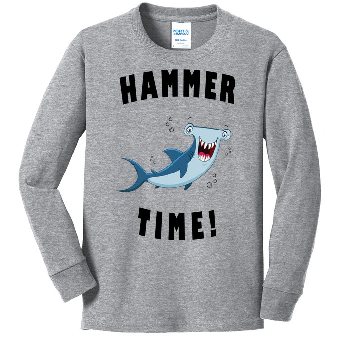 Hammer Time Funny Hammerhead Shark Kids Long Sleeve Shirt