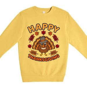 Happy Thanksgiving Funny Turkey Family Graphic Cool Gift Premium Crewneck Sweatshirt