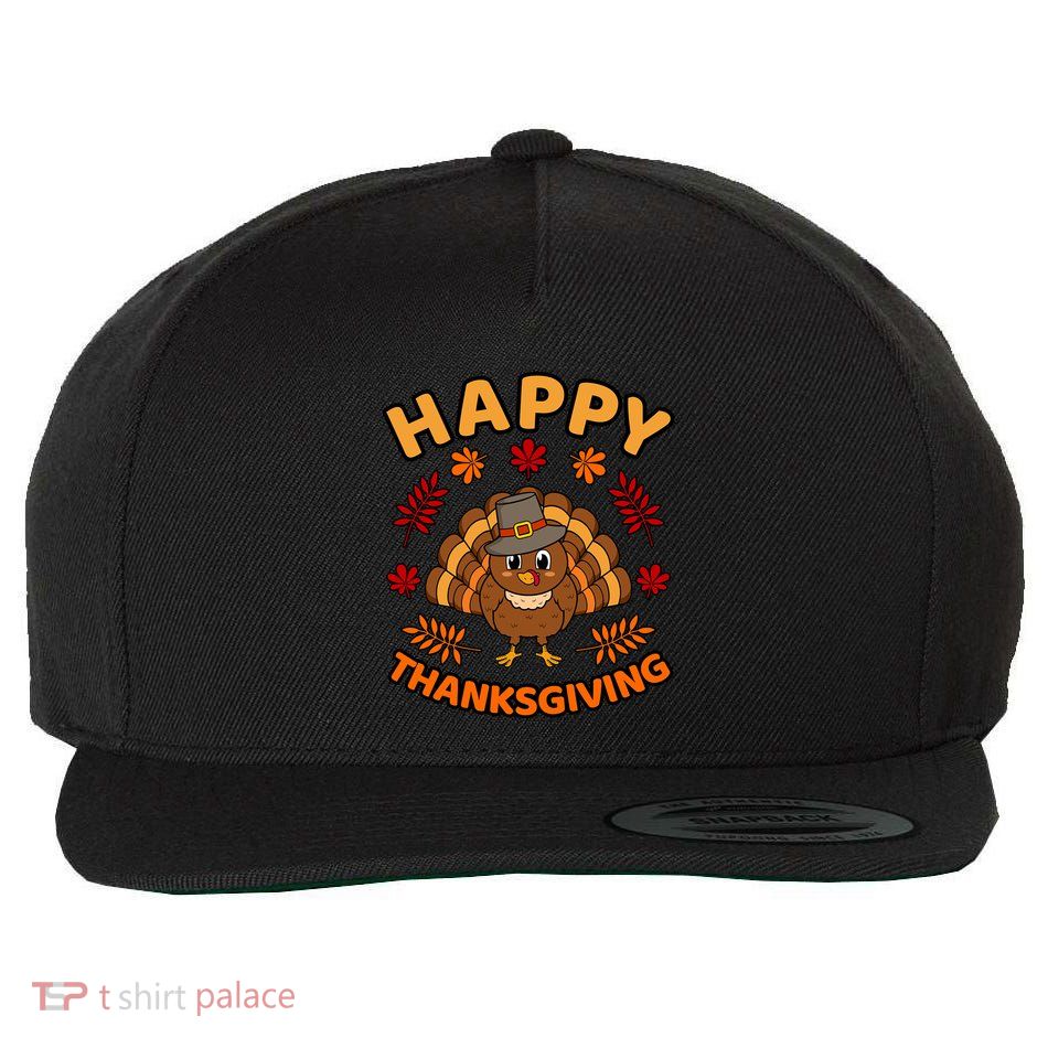 Happy Thanksgiving Funny Turkey Family Graphic Cool Gift Wool Snapback Cap