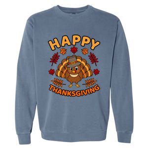 Happy Thanksgiving Funny Turkey Family Graphic Cool Gift Garment-Dyed Sweatshirt