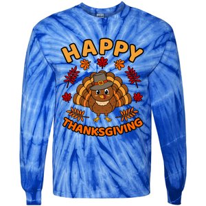 Happy Thanksgiving Funny Turkey Family Graphic Cool Gift Tie-Dye Long Sleeve Shirt